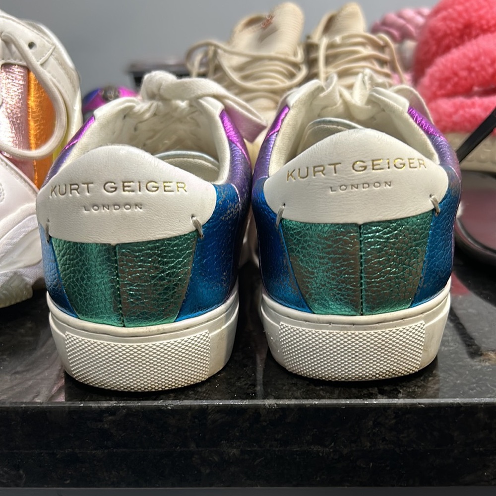 Kurt Geiger London Lane Metallic Rainbow Stripe Sneakers (Used)